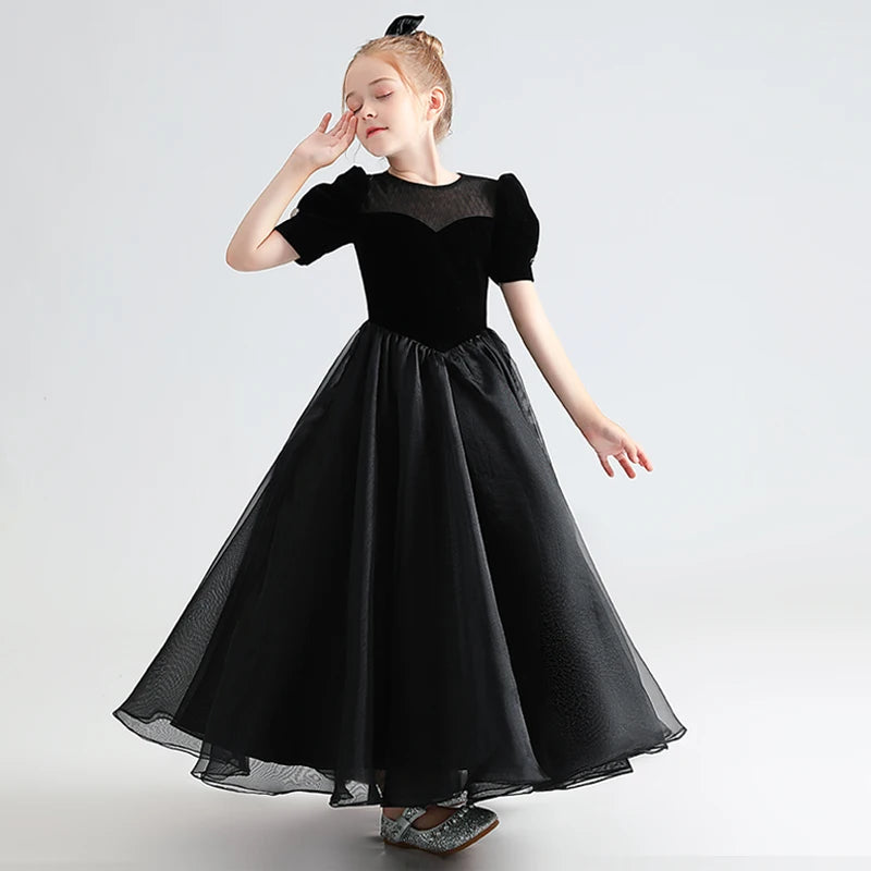 Puff Sleeve Girl's Bridesmaid Dress