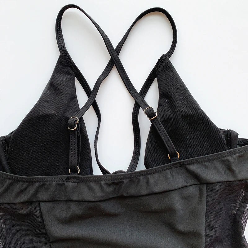 Mesh High-Cut One Piece Swimsuit