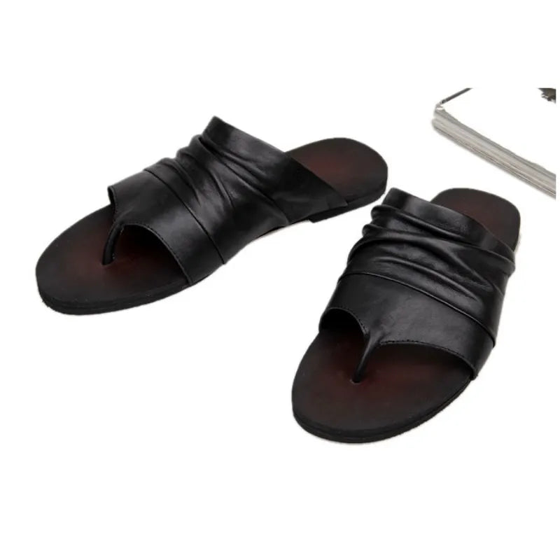 Classic Genuine Leather Slip-On Sandals