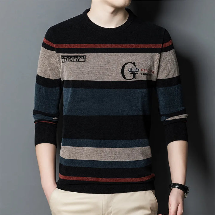 Versatile Style Men's Striped Sweater