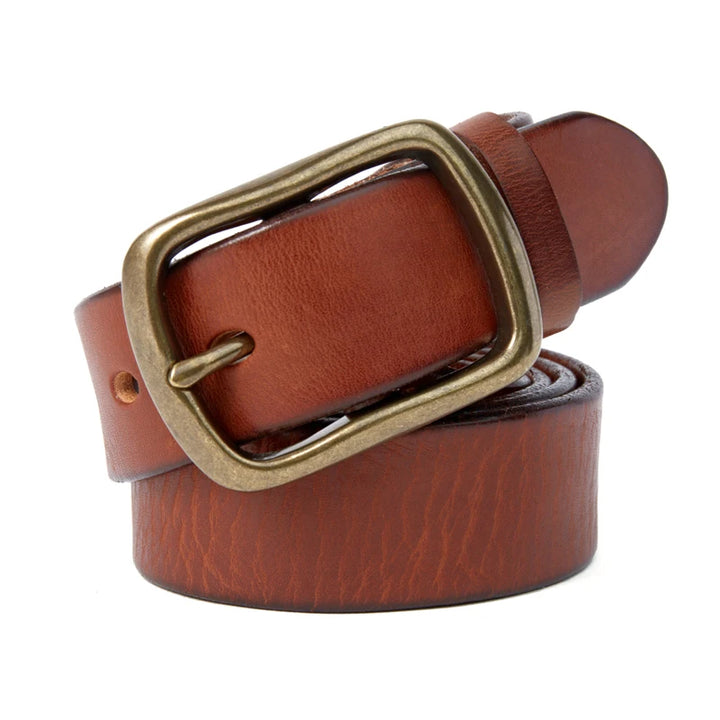 Vintage Copper Buckle Handmade Soft Leather Belt