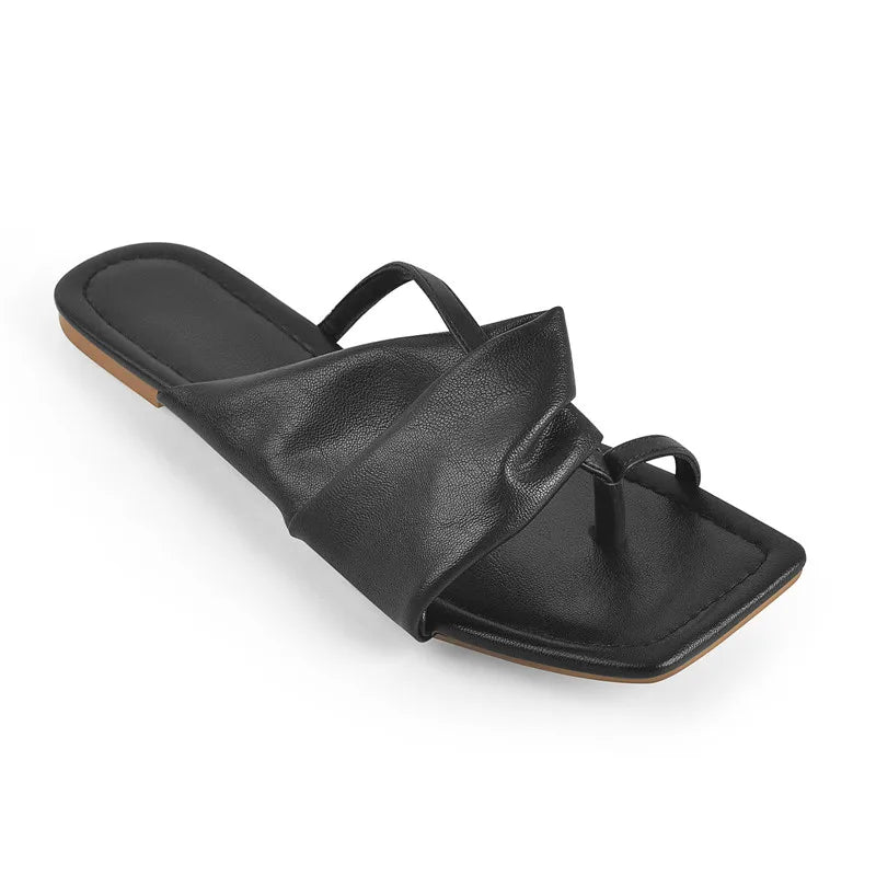 Black Matte Flat Sandals