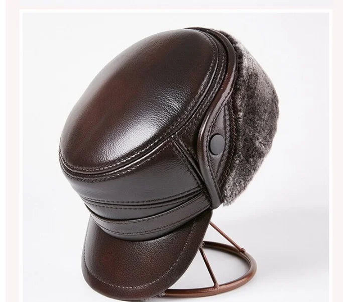 Stylish Warm Leather Baseball Cap