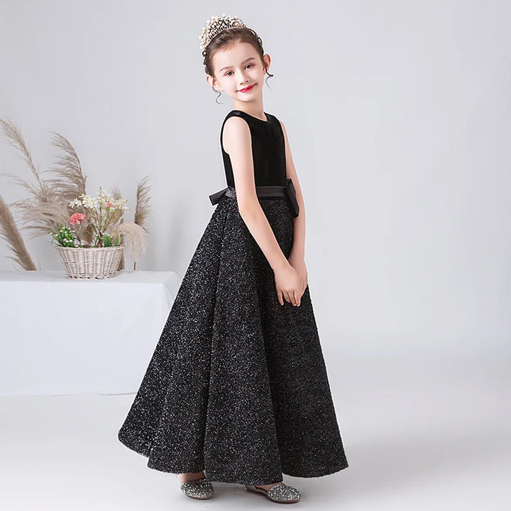 Lovely Velvet Bling Girl's Formal Gown