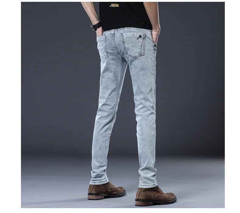 Mid Waist Button Design Jeans Pants