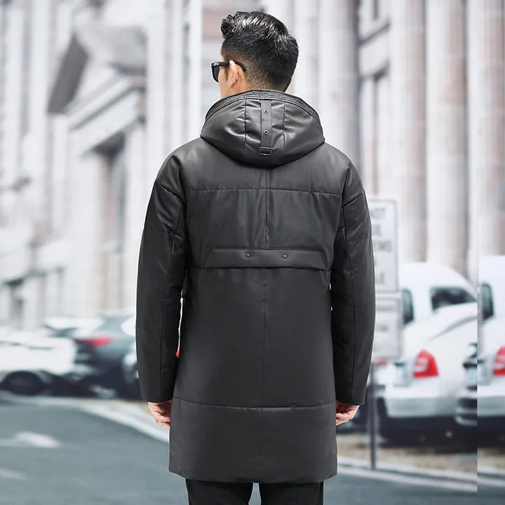 Natural Real Leather Luxury Duck Down Jacket