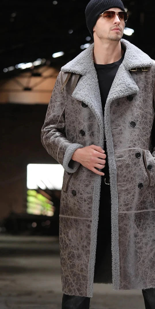 Stylish Shearling Fur-Lined X-Long Coat