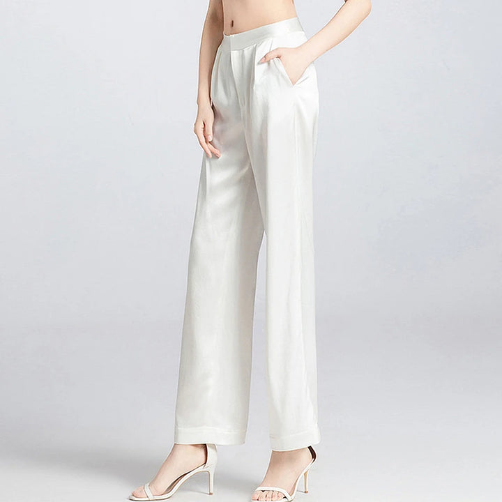 Fashionable Straight Waist Silk Pants