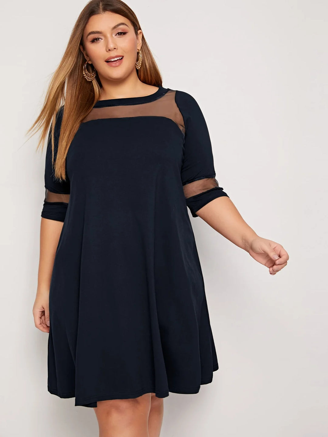 Versatile Mesh Panel Mini Dress