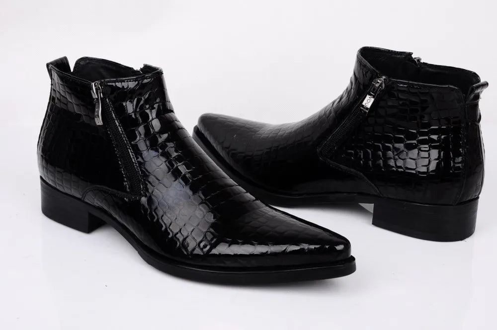Classic Black Pointed Toe Leather Dress Shoes