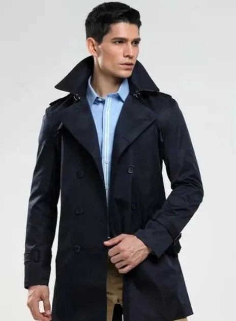 Double Breasted Slim Fit Trench Coat