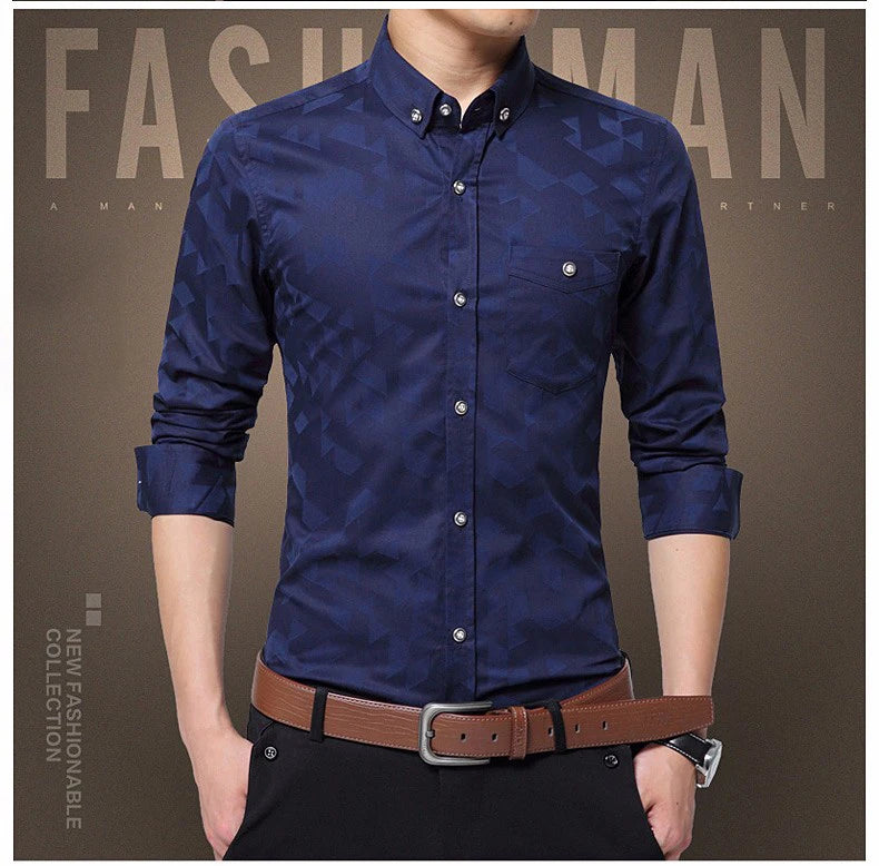 Jacquard Weave Slim Fit Shirt