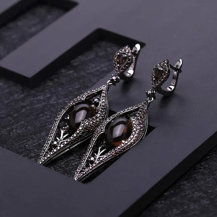 Shiny Smoky Quartz Drop Earrings