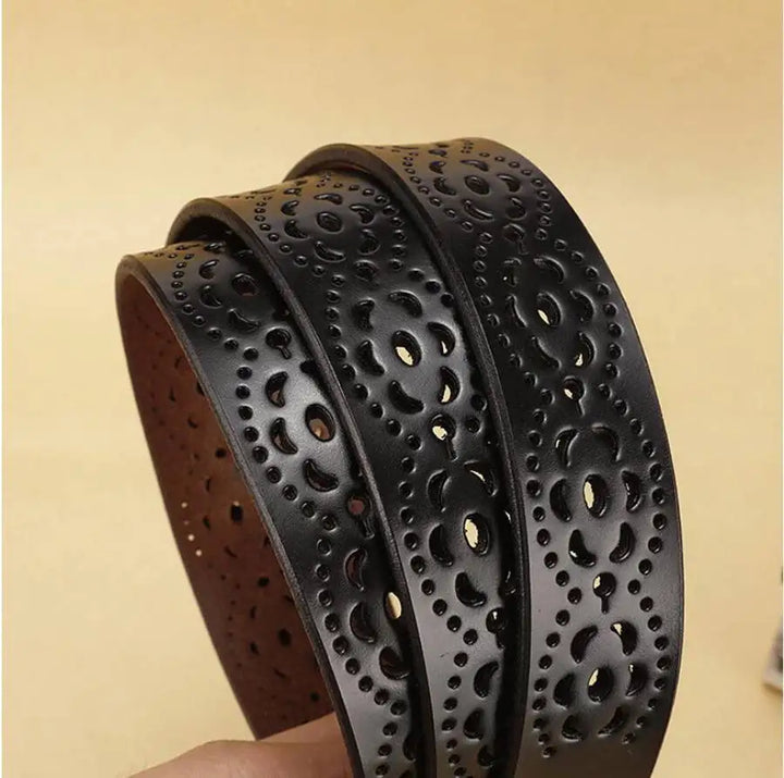 Stylish Hollow Flower Leather Waist Belt