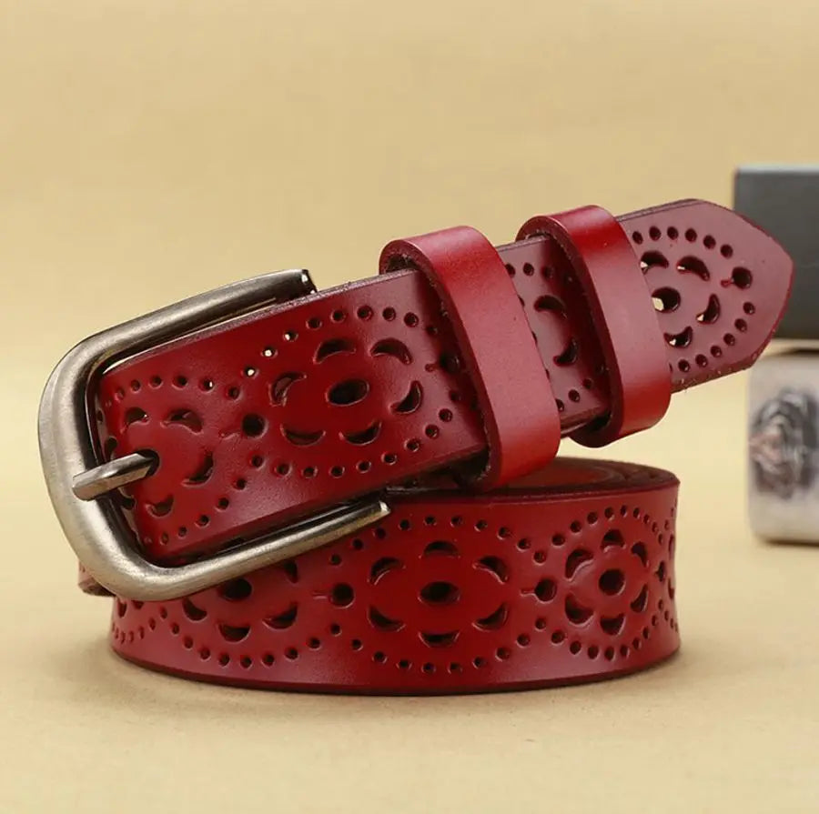 Stylish Hollow Flower Leather Waist Belt