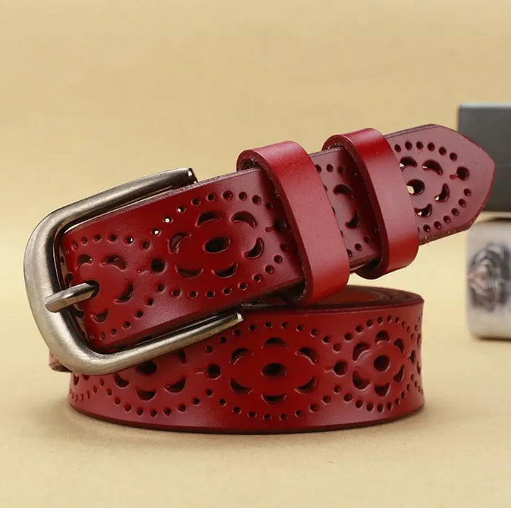 Stylish Hollow Flower Leather Waist Belt