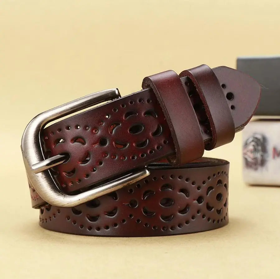 Stylish Hollow Flower Leather Waist Belt