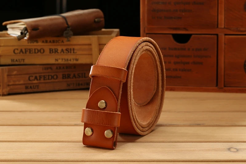 Luxury Brass Flower Buckle Leather Belt