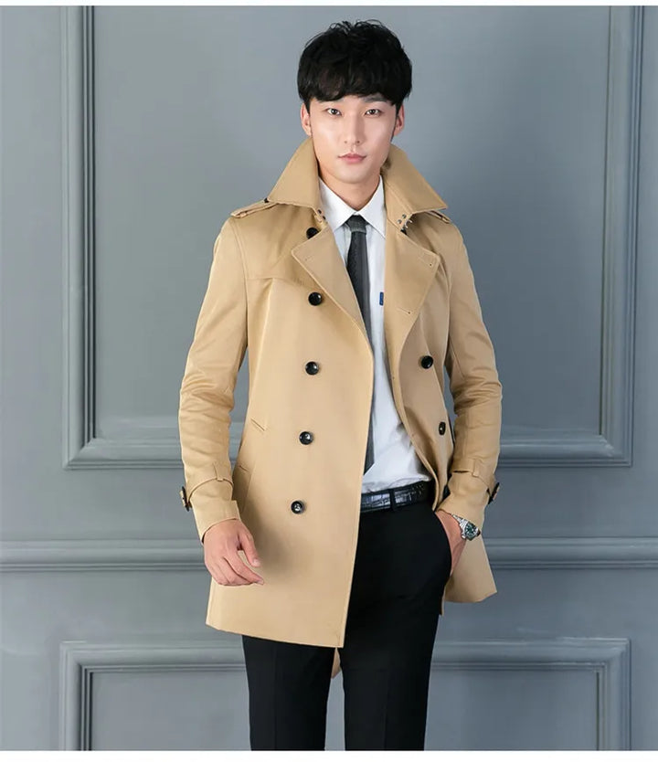 Double Breasted Slim Fit Trench Coat