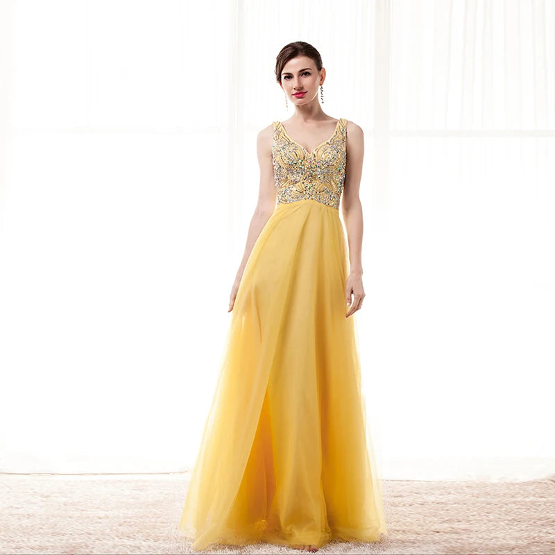 Luxury Gold Sequined Bridesmaid Dress