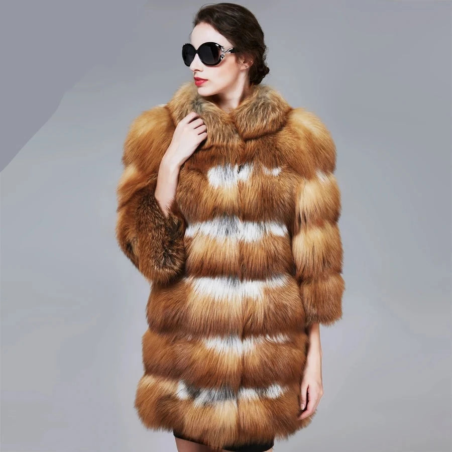 Turndown Collar Women's Fur Coat