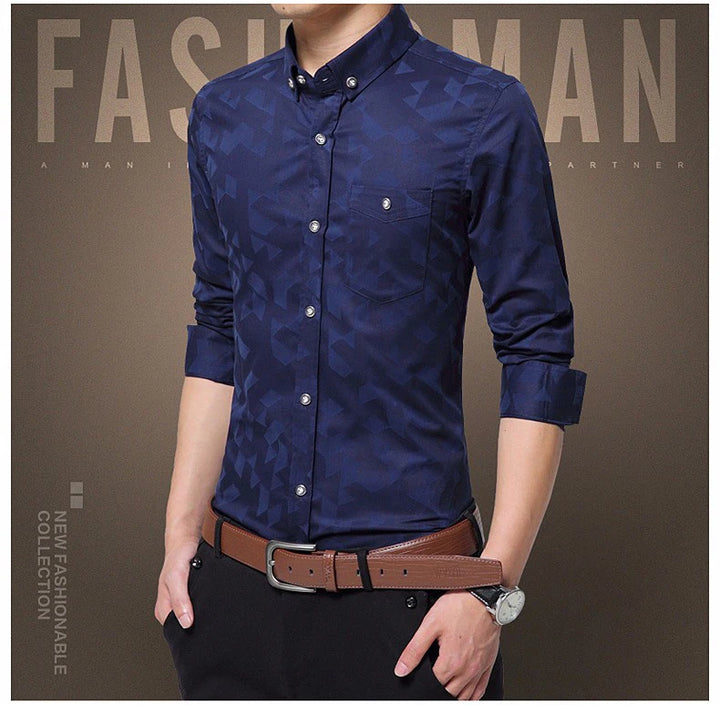 Jacquard Weave Slim Fit Shirt