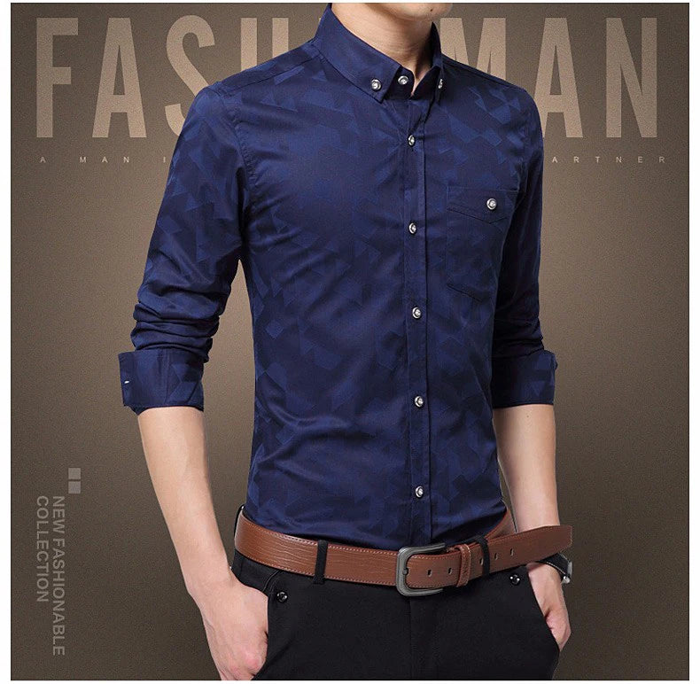 Jacquard Weave Slim Fit Shirt