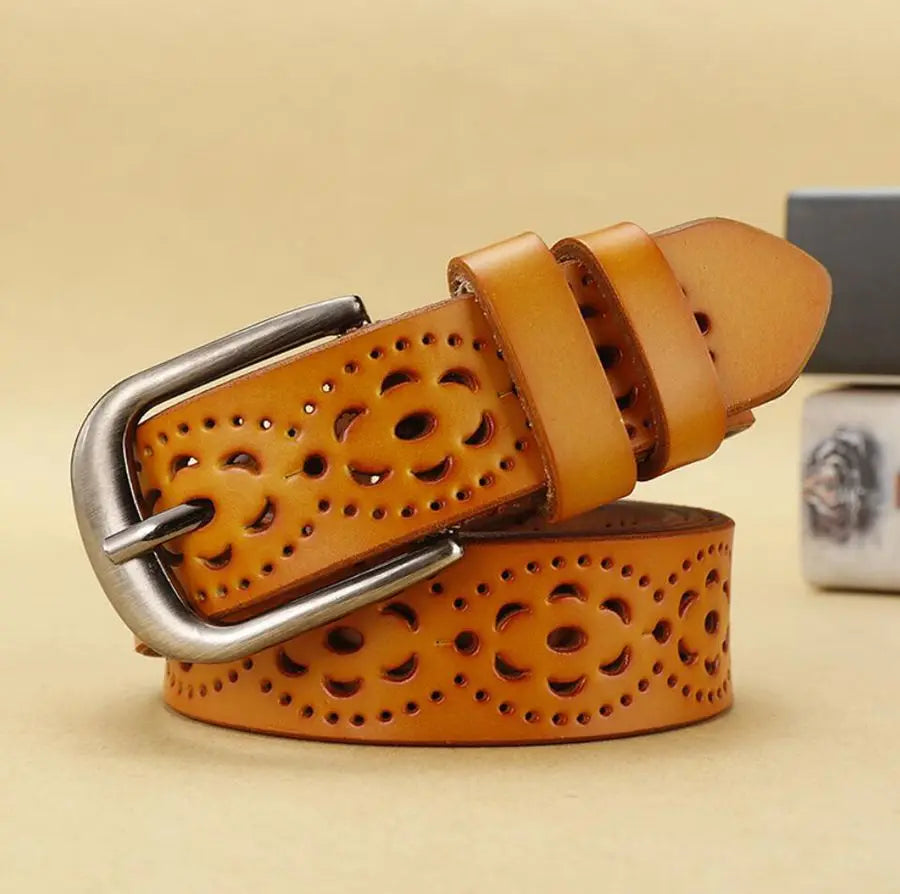 Stylish Hollow Flower Leather Waist Belt