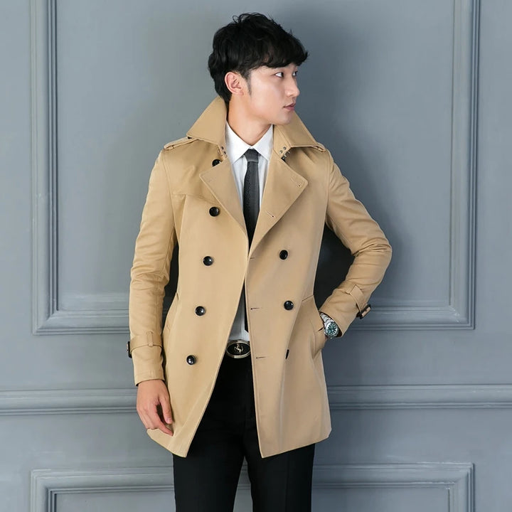 Double Breasted Slim Fit Trench Coat