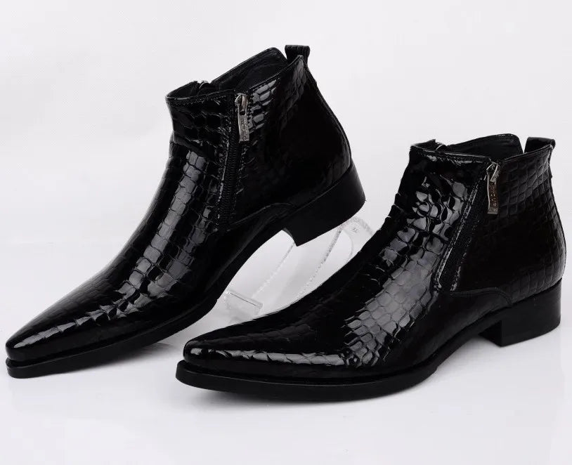 Classic Black Pointed Toe Leather Dress Shoes