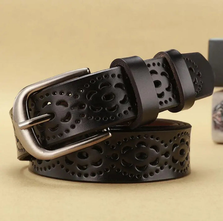 Stylish Hollow Flower Leather Waist Belt