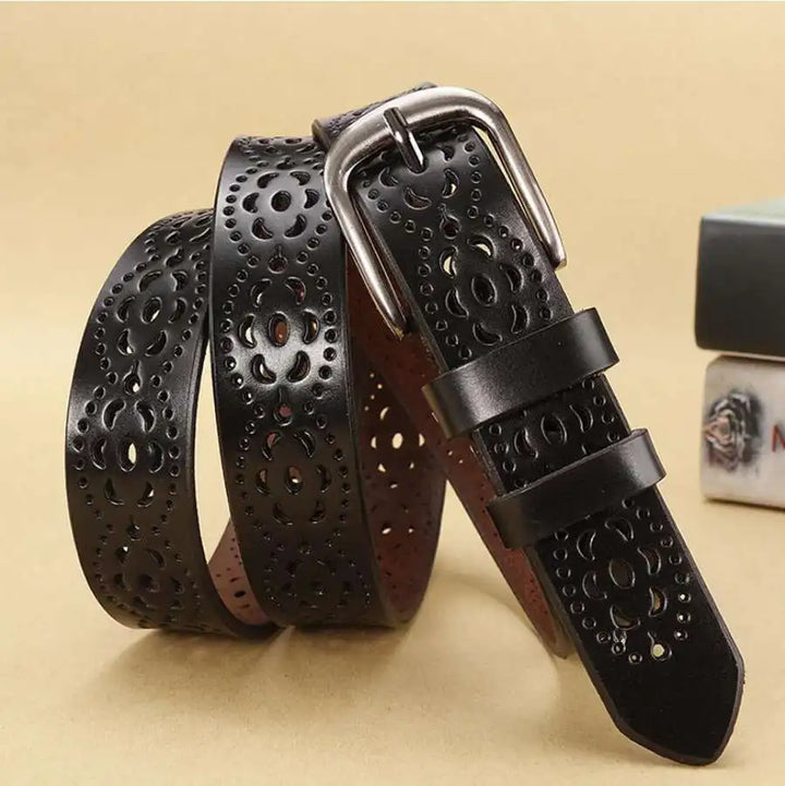 Stylish Hollow Flower Leather Waist Belt