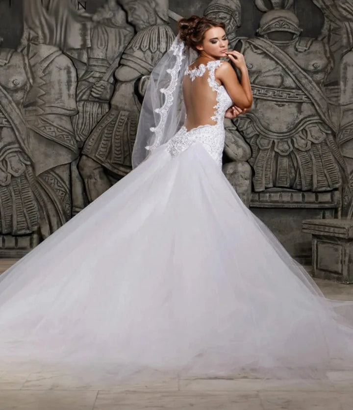 Back Illusion Mermaid Wedding Dress