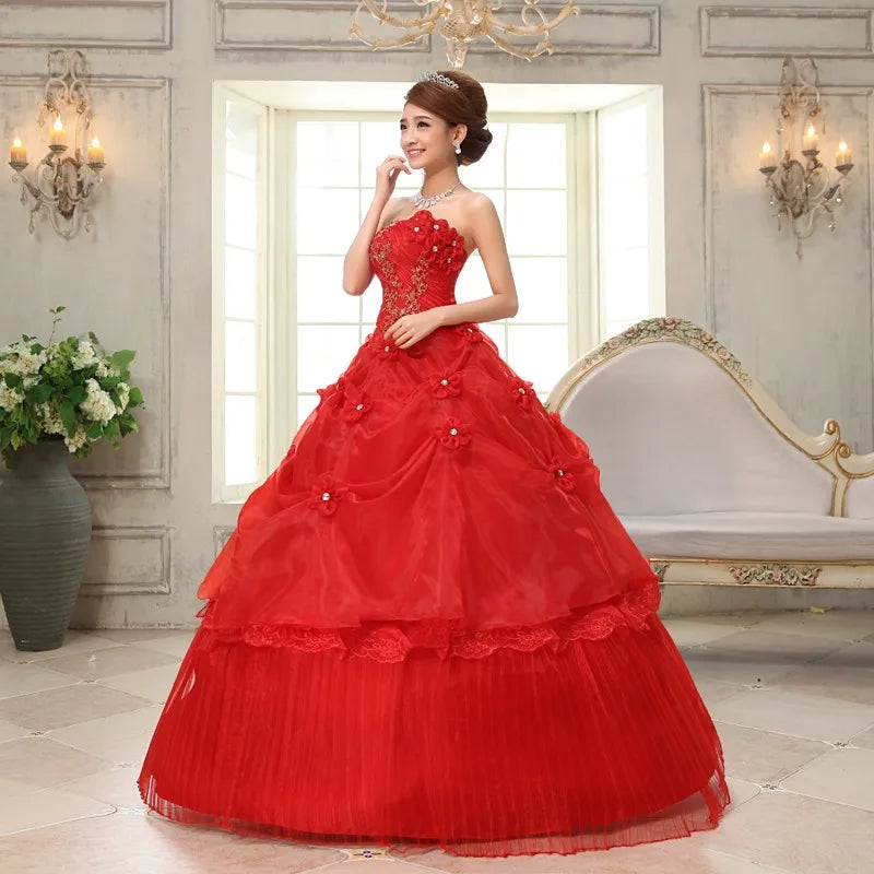 Strapless Applique Prom Gown