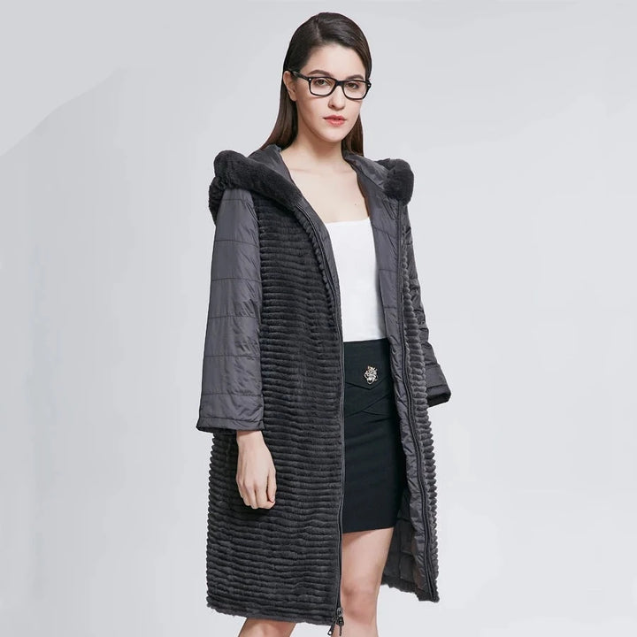 Real Natural Fur Women's Long Coat