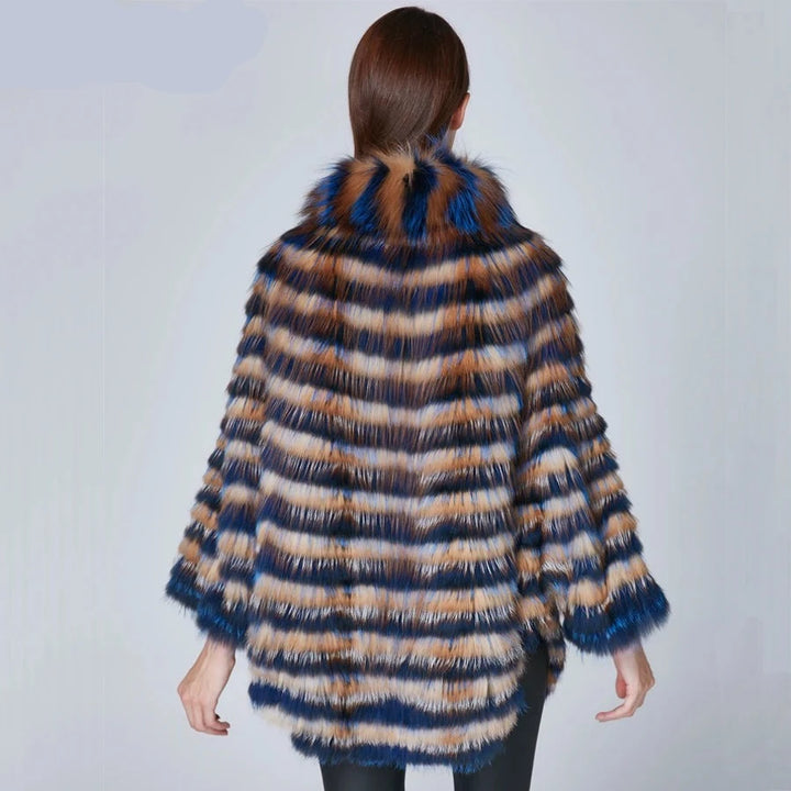 Colorful Batwing Fur Coat