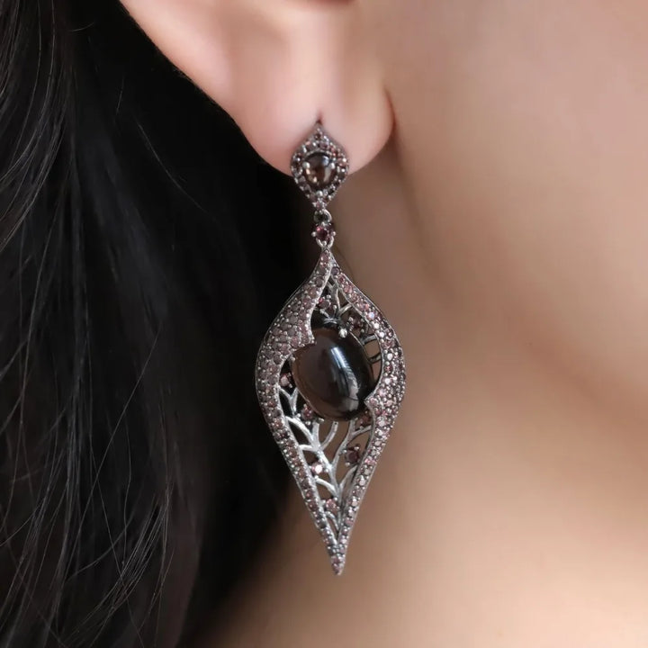 Shiny Smoky Quartz Drop Earrings