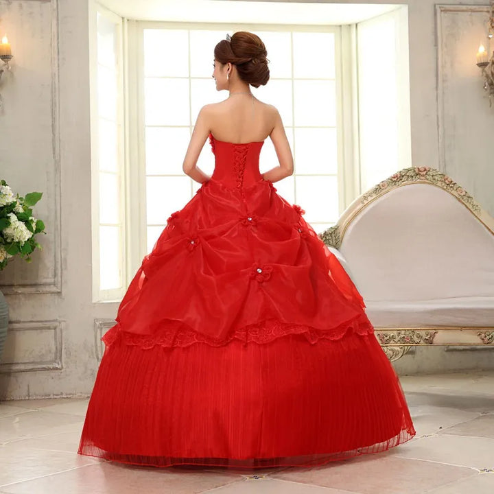 Strapless Applique Prom Gown