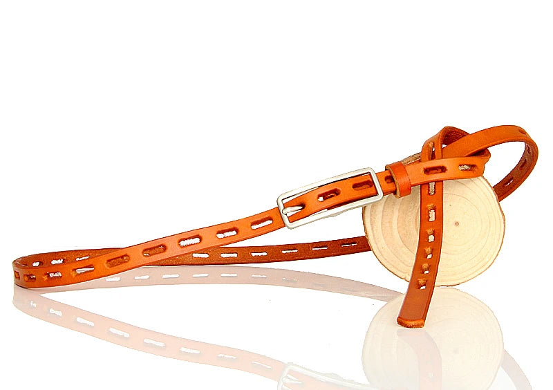 Natural Leather Thin Pin Buckle Belt
