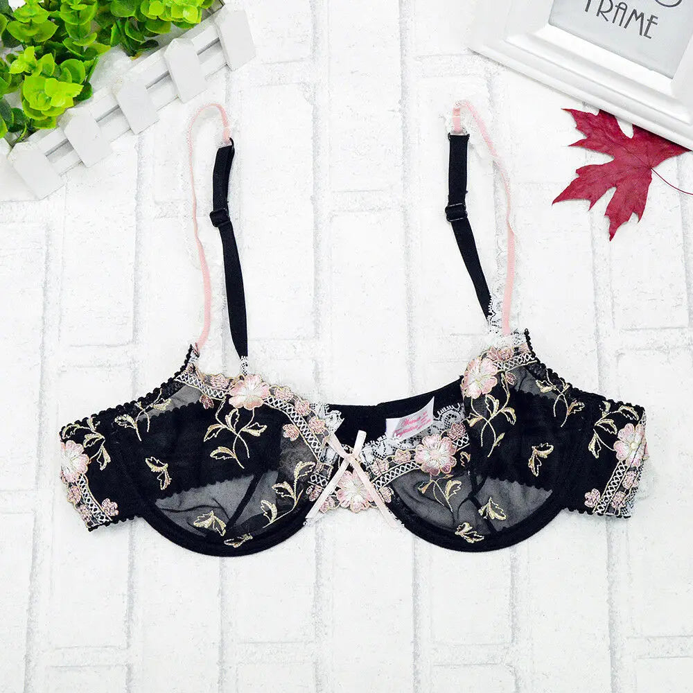 Thin Transparent Lace Embroidery Bra