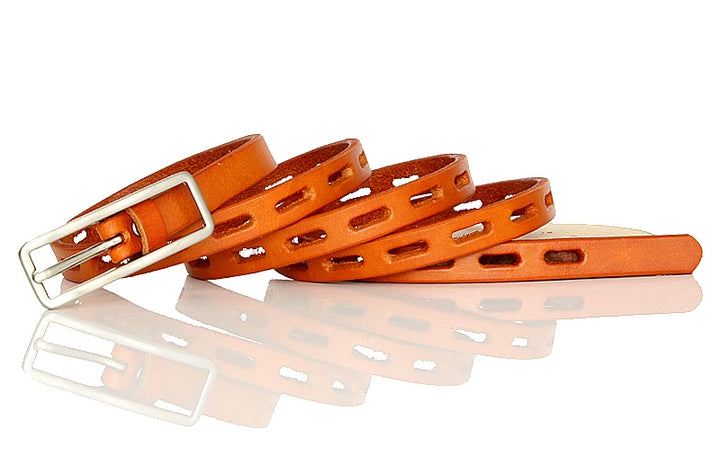 Natural Leather Thin Pin Buckle Belt