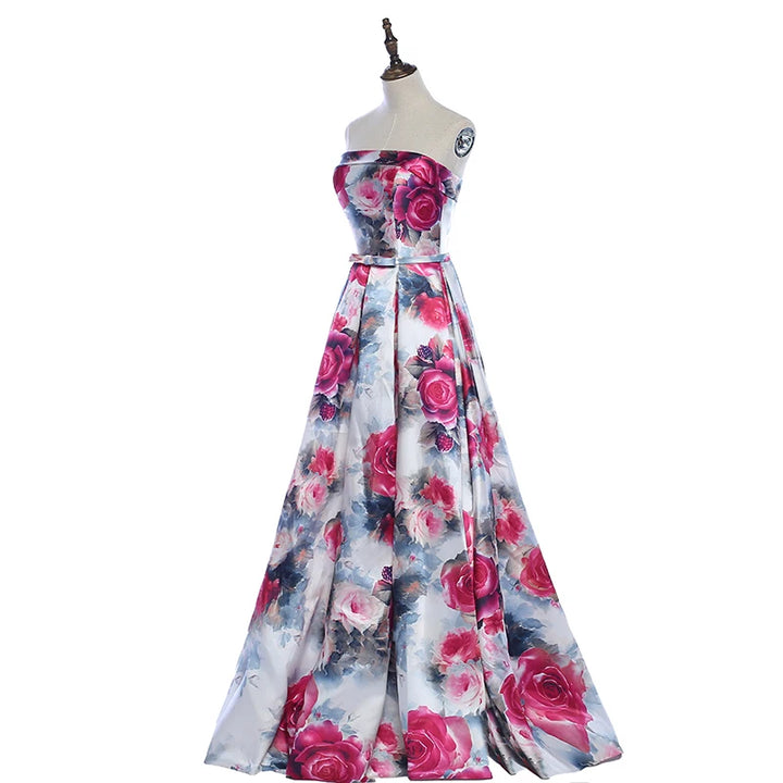 Gorgeous Floral Print Prom Party Dress