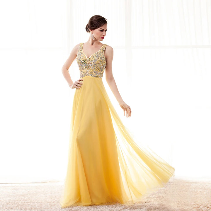 Luxury Gold Sequined Bridesmaid Dress