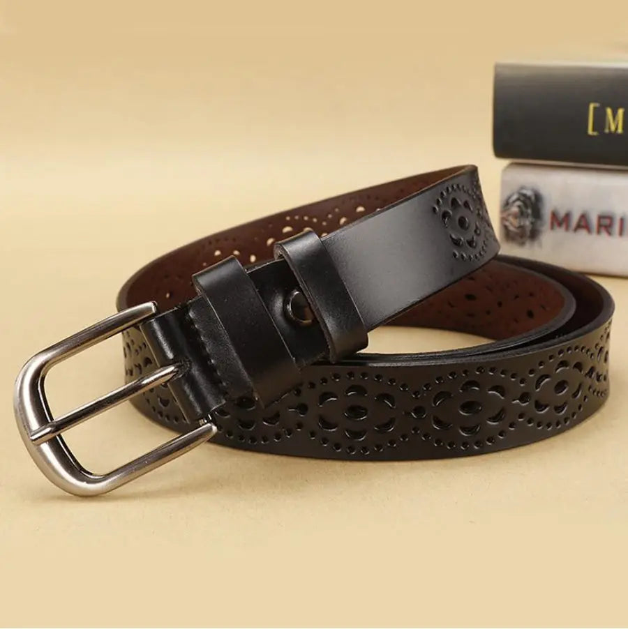 Stylish Hollow Flower Leather Waist Belt