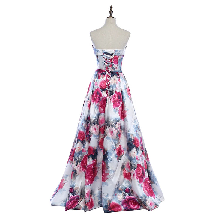 Gorgeous Floral Print Prom Party Dress