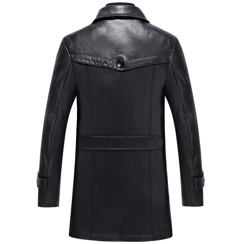Trendy Soft Matte Leather Trench Coat