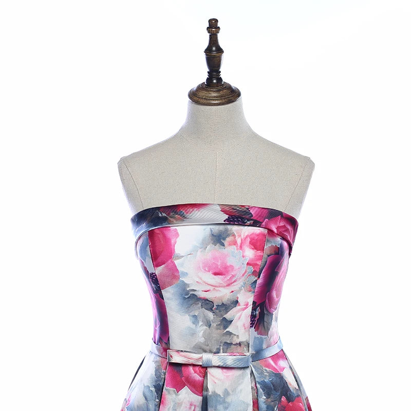 Gorgeous Floral Print Prom Party Dress