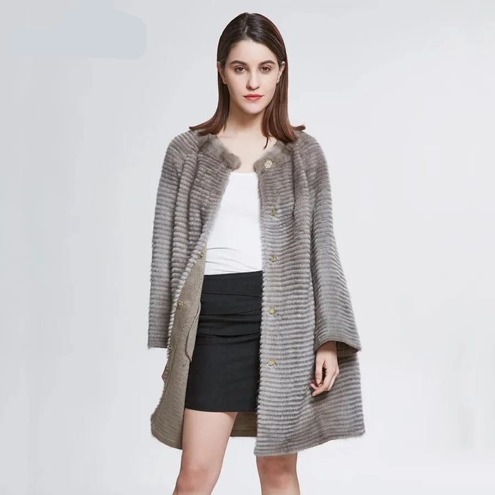Shuba Striped Fur Overcoat