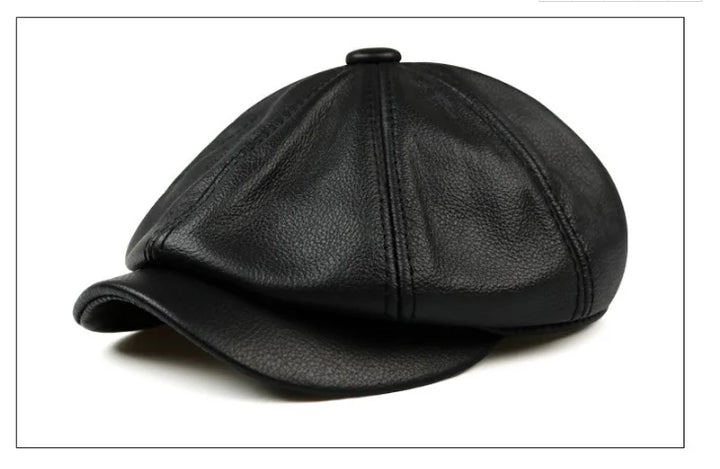 Retro Genuine Leather Beret Hat