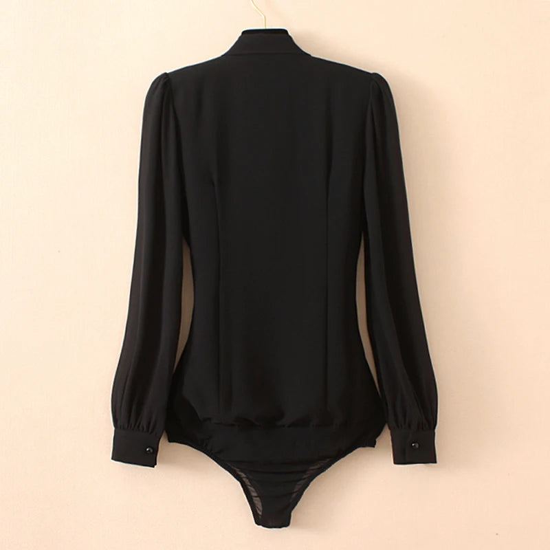 Fashionable Bow Tie-Neck Body Shirt